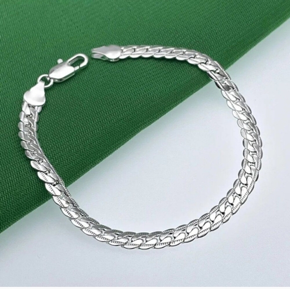 NEW 925 STERLING SILVER FLAT SNAKE CHAIN - 8" BRACELET - Picture 10 of 12